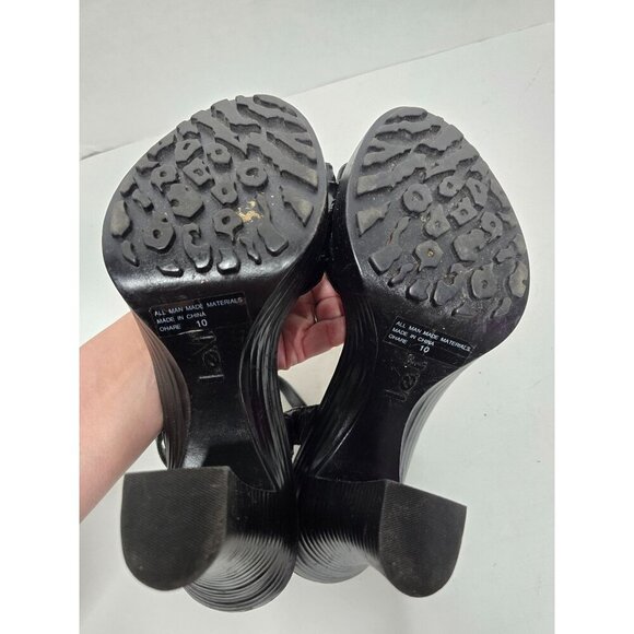 Vintage 90s L.e.i. Black Chunky Platform High Heels size 10 - Picture 9 of 13